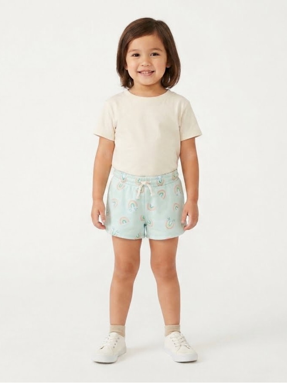 Cat & Jack Mint Rainbow Print Athletic Pull-On Shorts